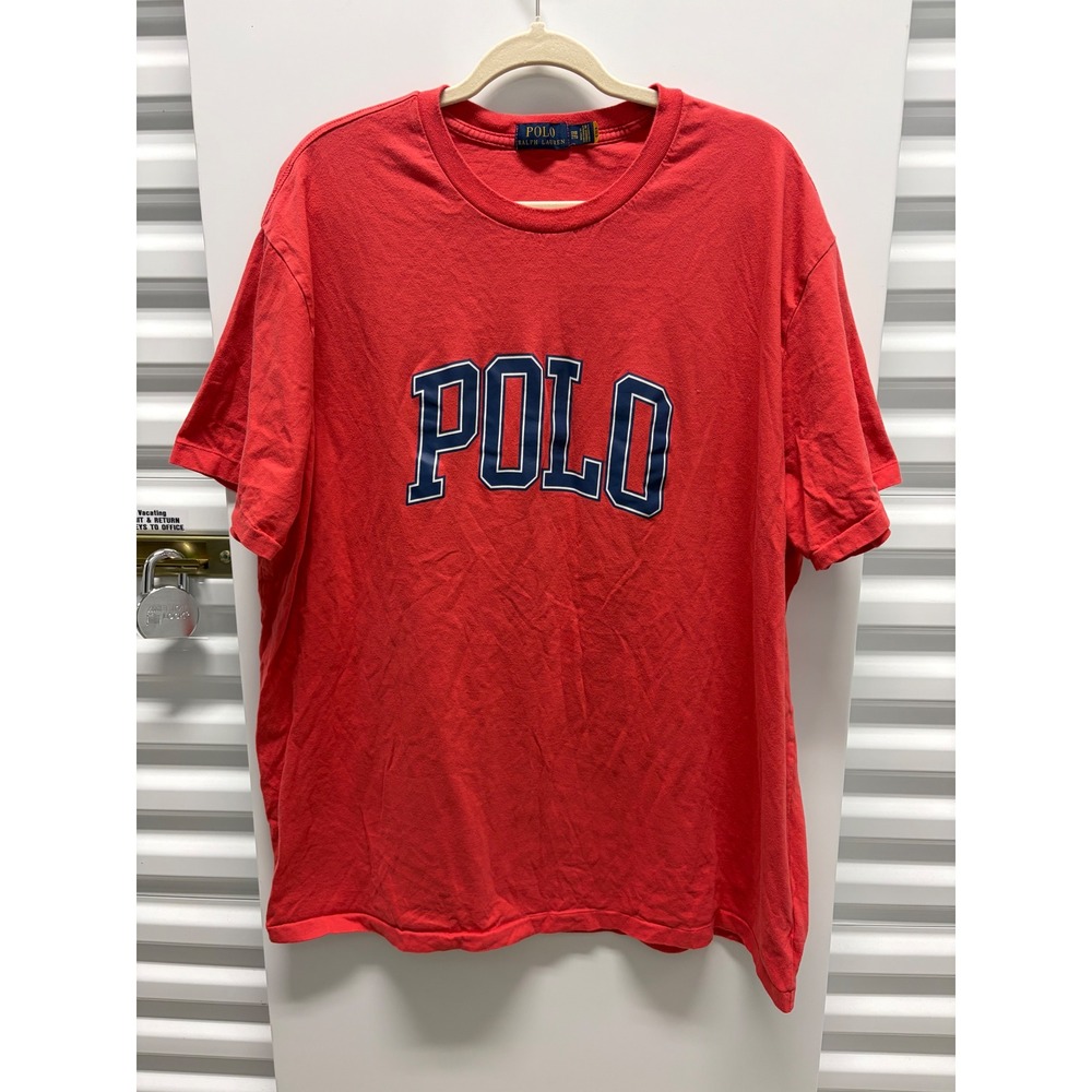 Polo Ralph Lauren T-Shirt Mens 2XB Red Good Spellout Graphic Short Sleeve Tee